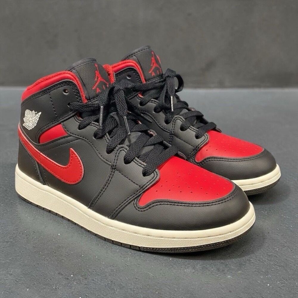 Nike Air Jordan 1 Mid Banned Bred Sneakers Shoes 640734-074 Youth 5Y